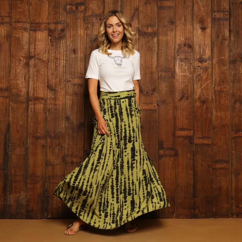 Kingsley Afr Luxe Racer Maxi Skirt  - Moss