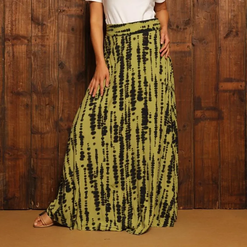 Kingsley Afr Luxe Racer Maxi Skirt  - Moss
