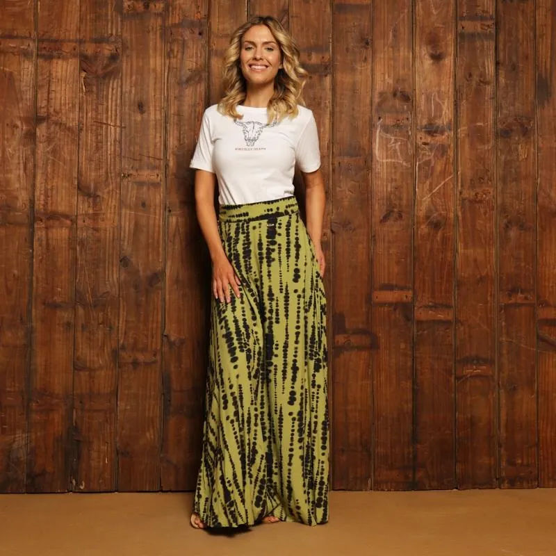 Kingsley Afr Luxe Racer Maxi Skirt  - Moss
