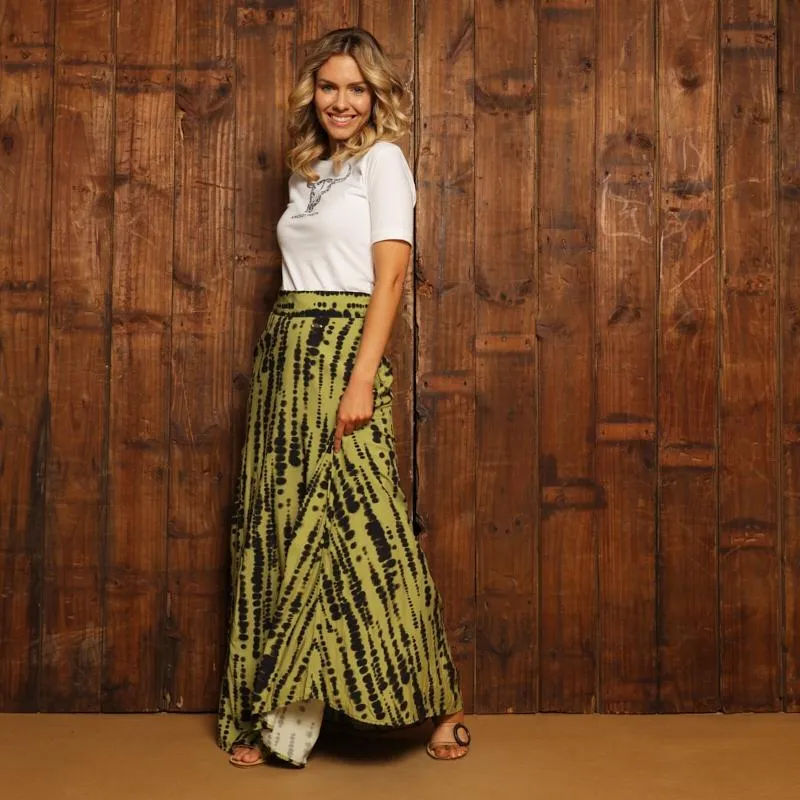 Kingsley Afr Luxe Racer Maxi Skirt  - Moss