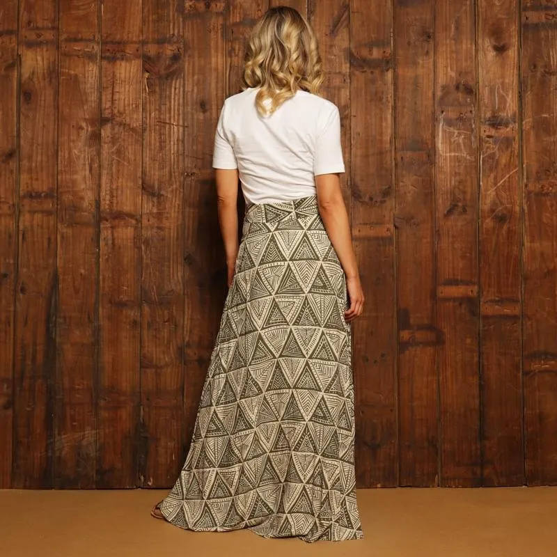 Kingsley Geo Tribal Maxi Skirt  - Fatigue