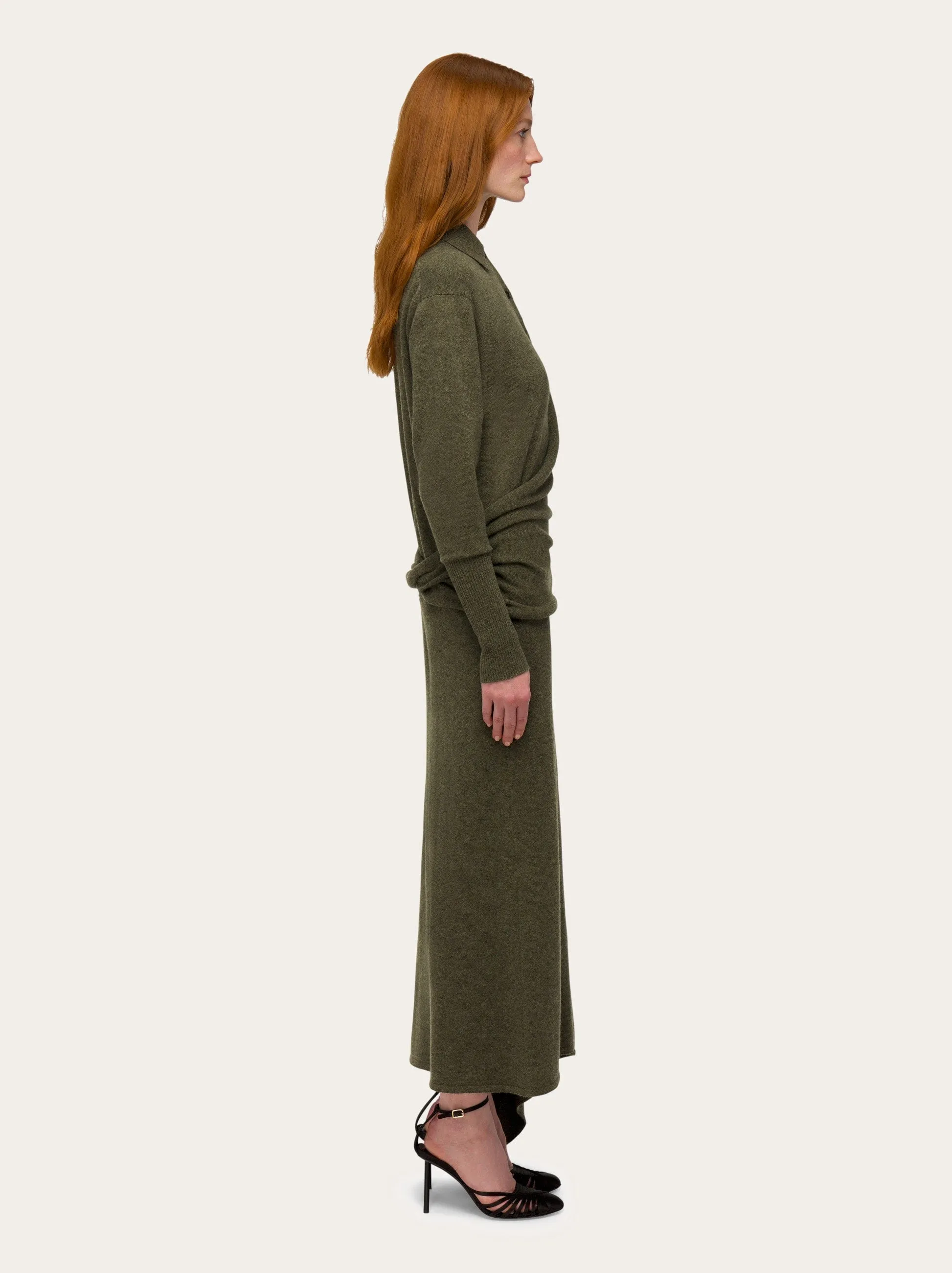 Knitted Dress With Asymmetric Panel