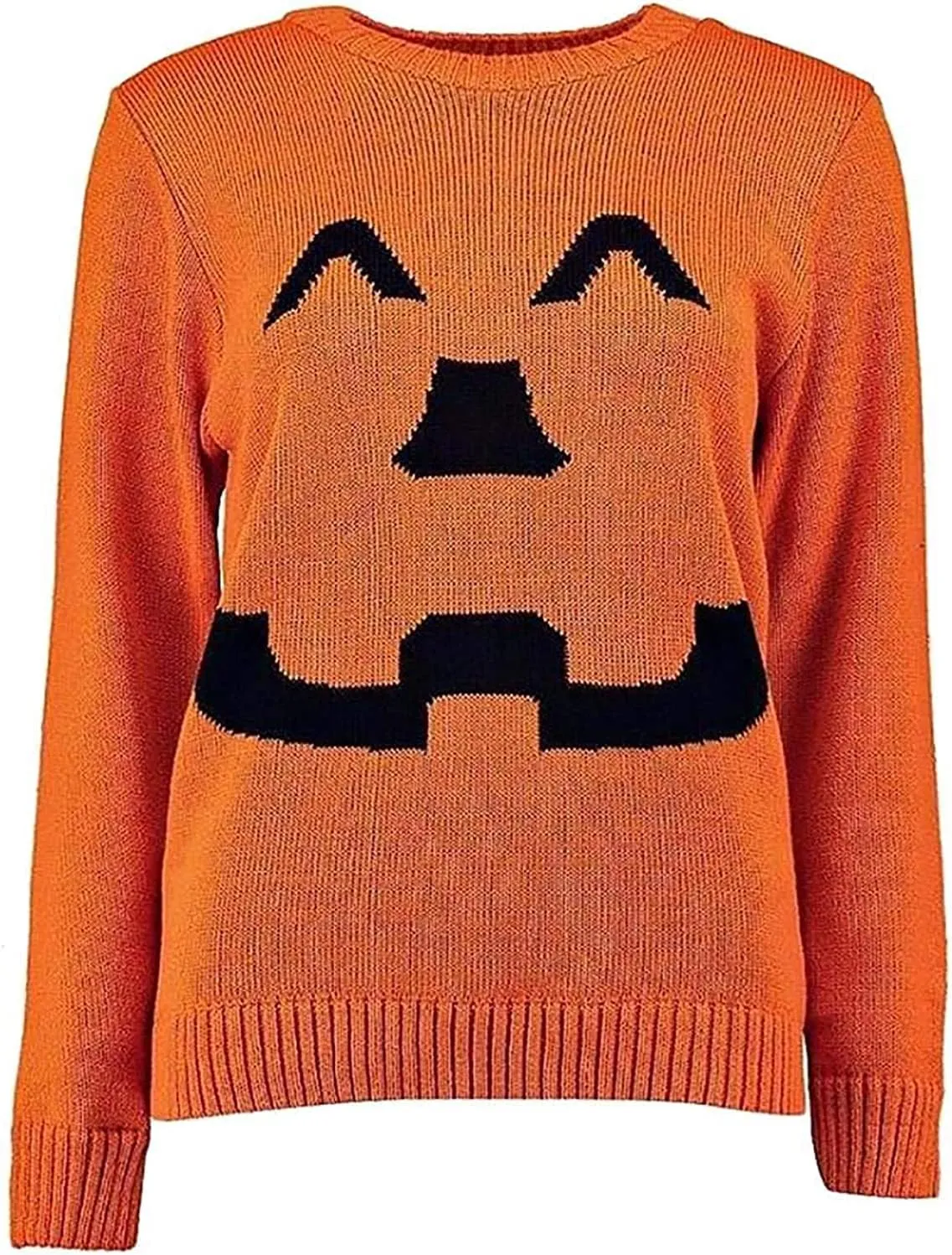 Knitted Halloween Winking Pumpkin Print Jumper