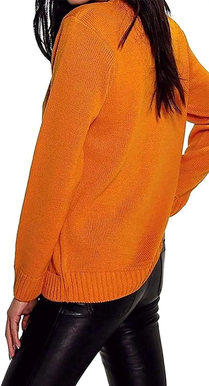 Knitted Halloween Winking Pumpkin Print Jumper