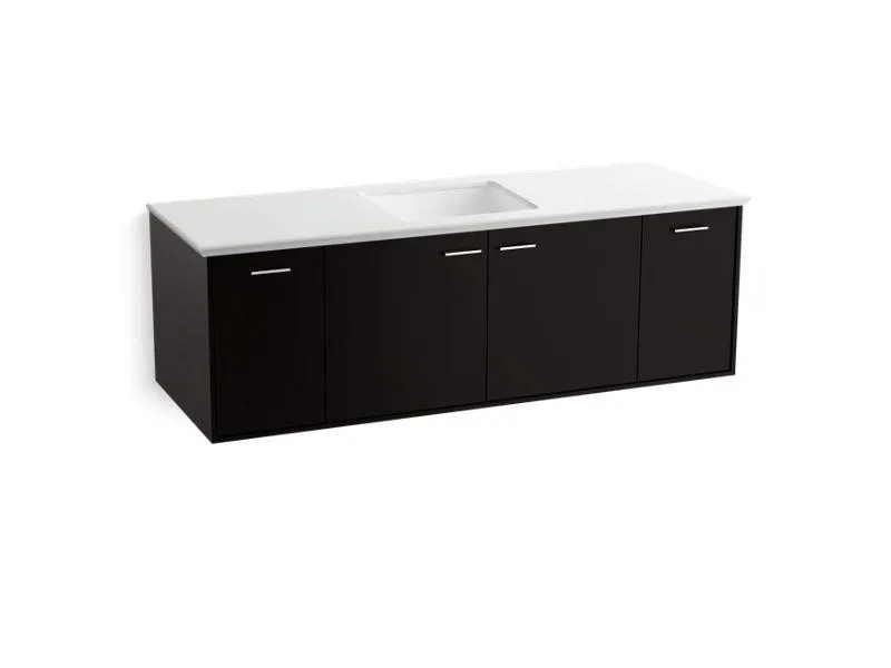 KOHLER K-99546-SD-1WA Jute 60" wall-hung bathroom vanity cabinet with 2 doors and 2 drawers, split top drawer