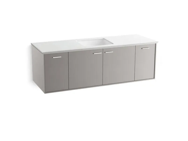 KOHLER K-99546-SD-1WA Jute 60" wall-hung bathroom vanity cabinet with 2 doors and 2 drawers, split top drawer