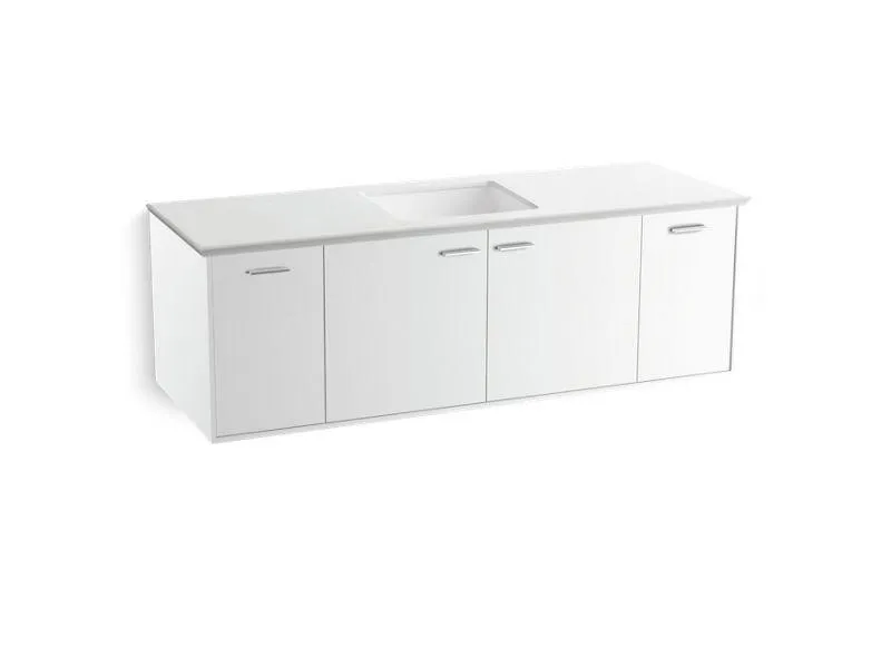 KOHLER K-99546-SD-1WA Jute 60" wall-hung bathroom vanity cabinet with 2 doors and 2 drawers, split top drawer
