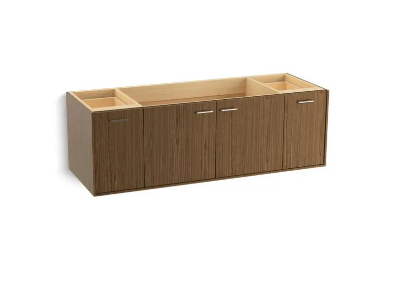 KOHLER K-99546-SD-1WA Jute 60" wall-hung bathroom vanity cabinet with 2 doors and 2 drawers, split top drawer