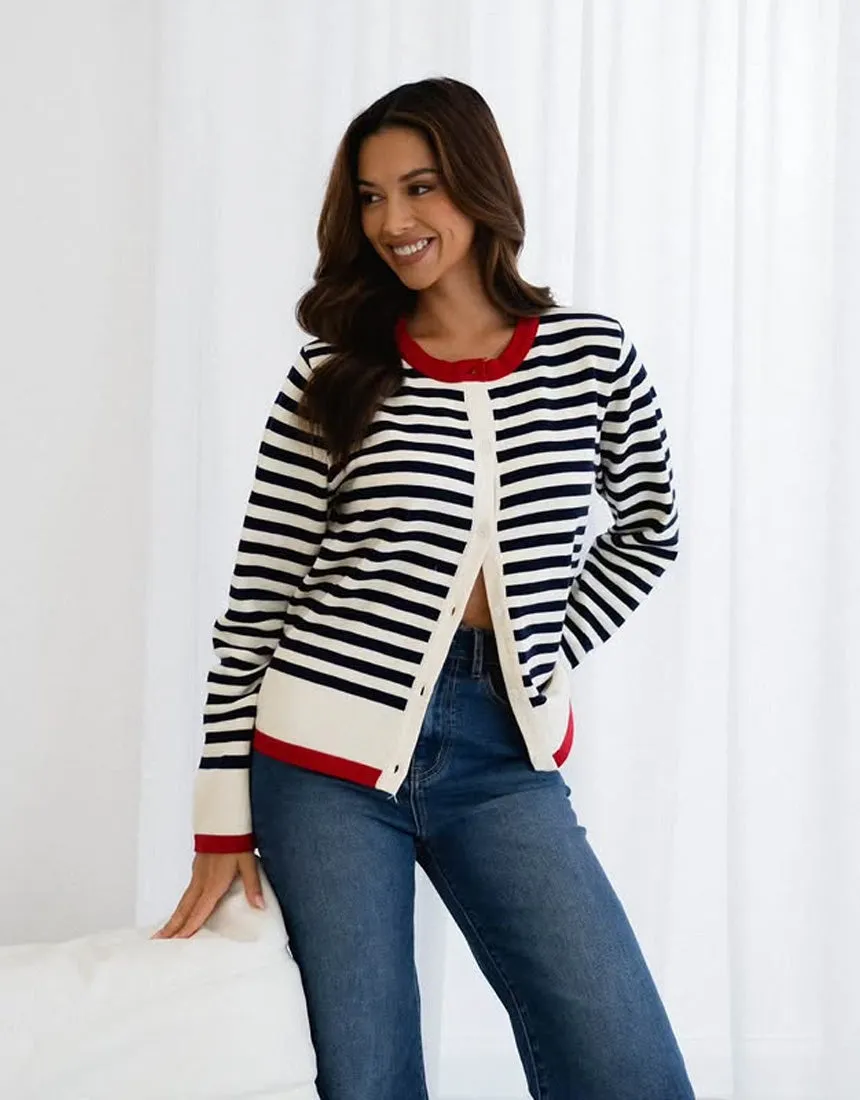 Label of Love French Stripe Cardi