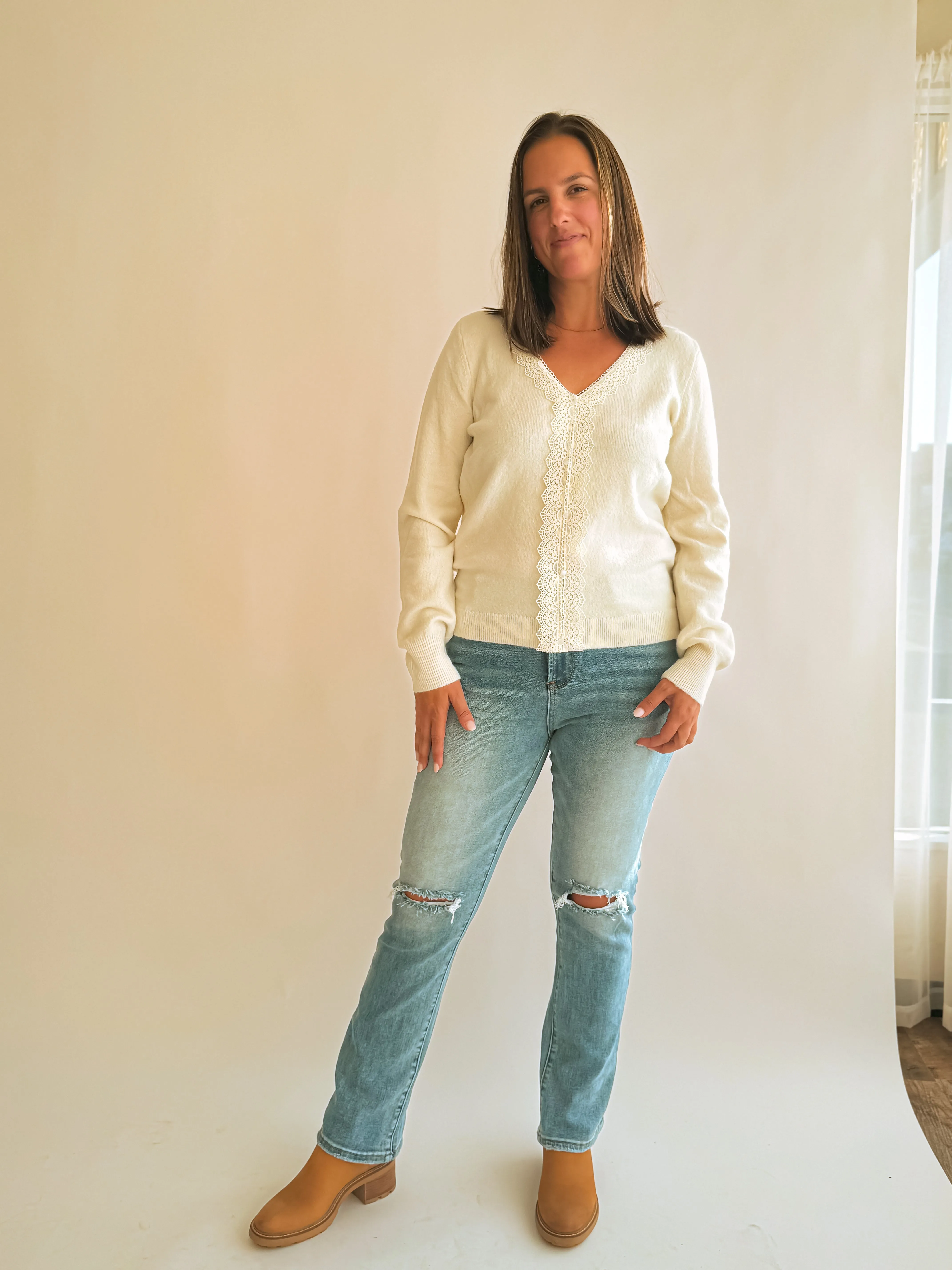 Lace V-Neck Sweater