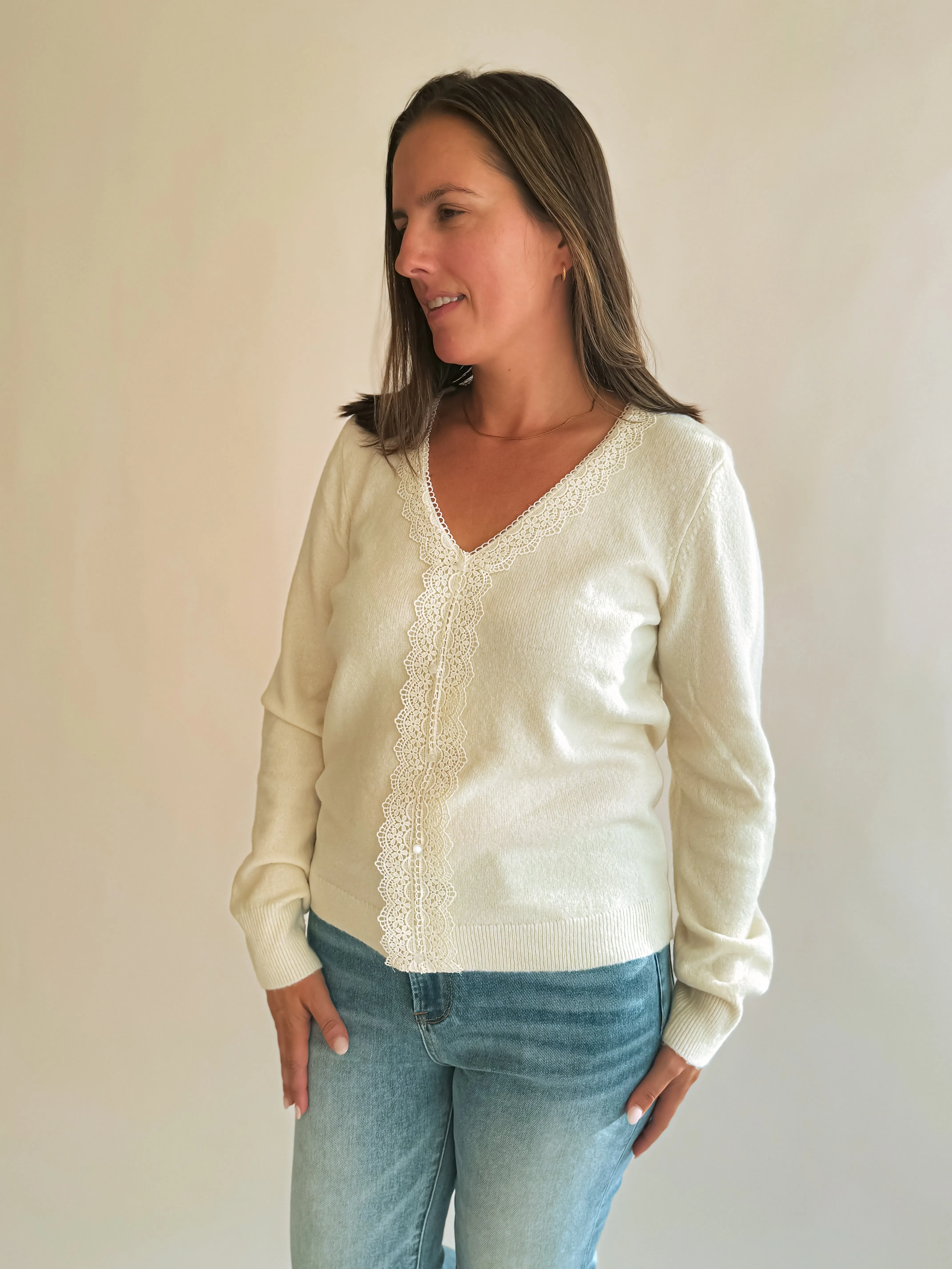 Lace V-Neck Sweater