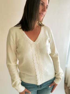 Lace V-Neck Sweater