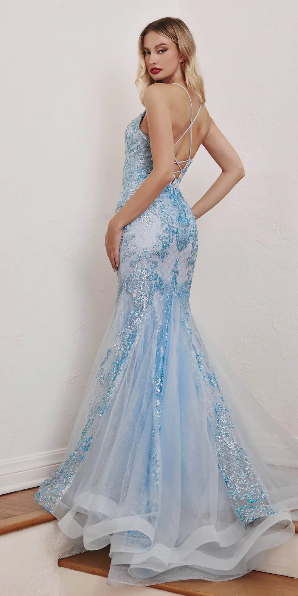 Ladivine CC2279 Long Glitter Printed Mermaid Gown