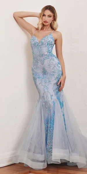 Ladivine CC2279 Long Glitter Printed Mermaid Gown