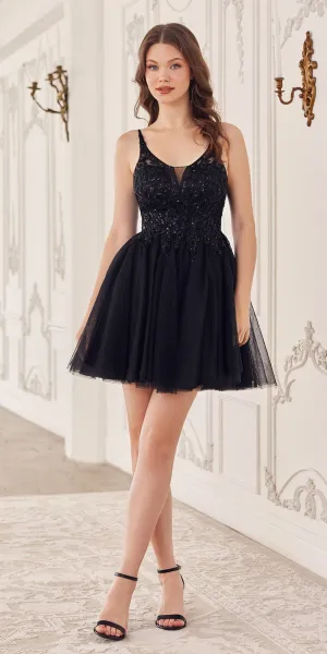 Ladivine CY022 Beaded A-Line Layered Tulle Short Homecoming Dress
