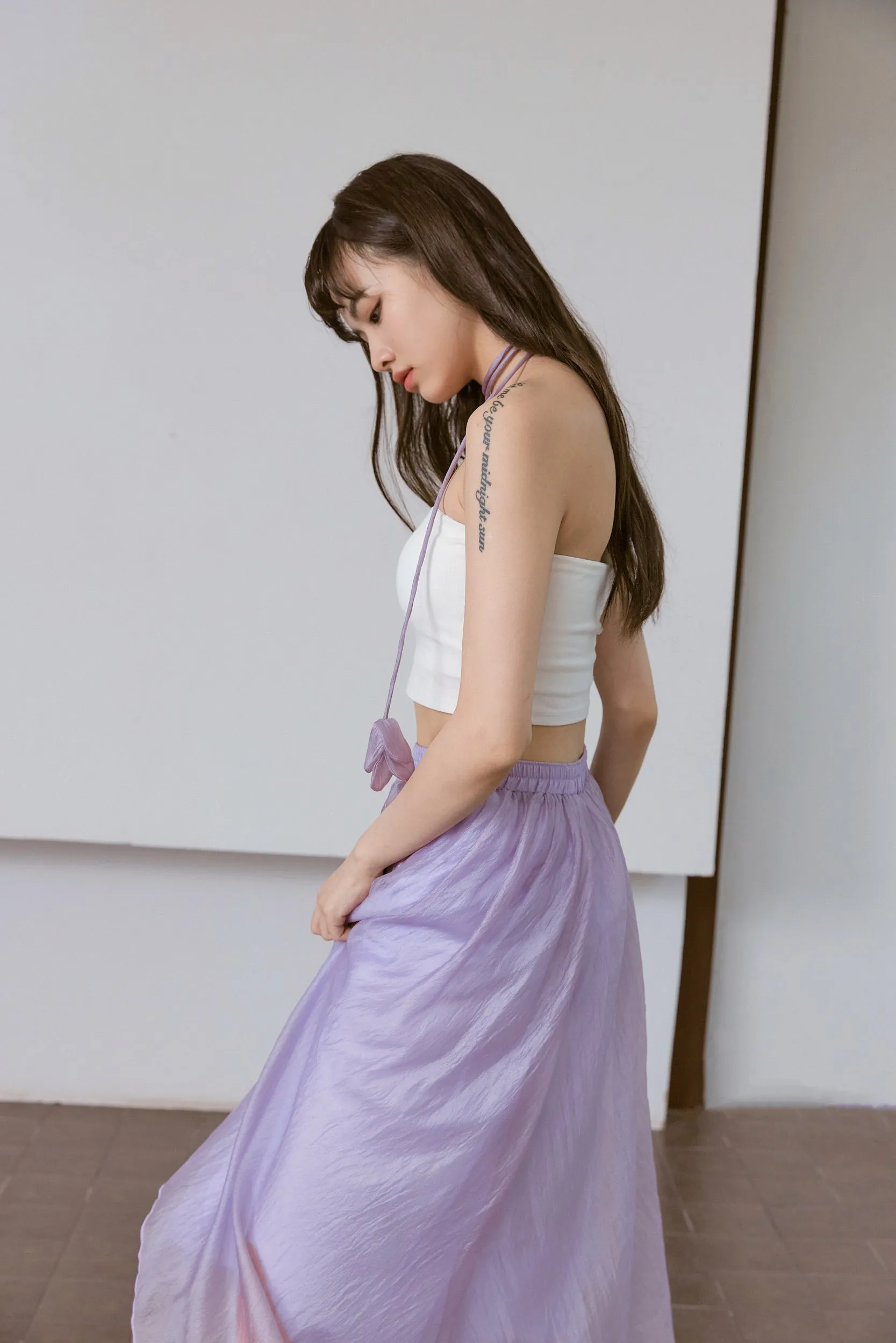 Lavender Haze Chiffon Midi Skirt