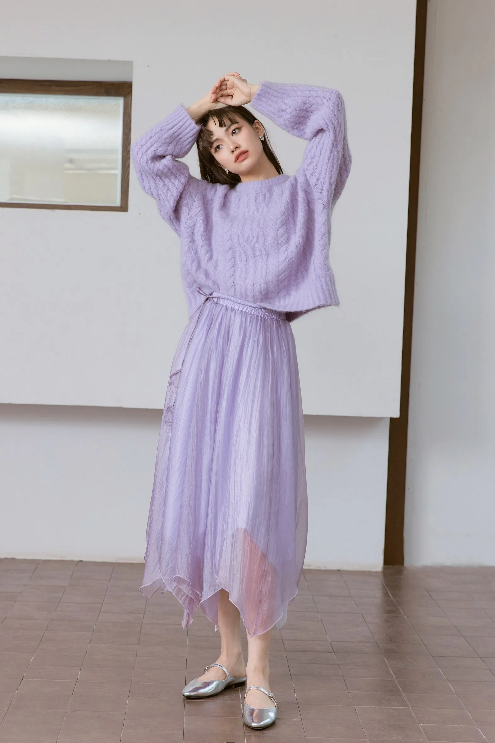 Lavender Haze Chiffon Midi Skirt