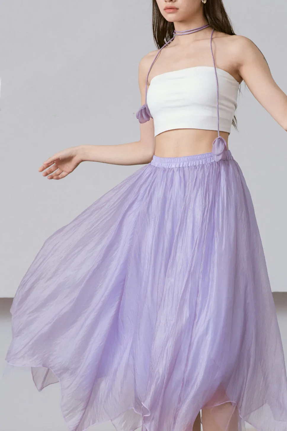 Lavender Haze Chiffon Midi Skirt