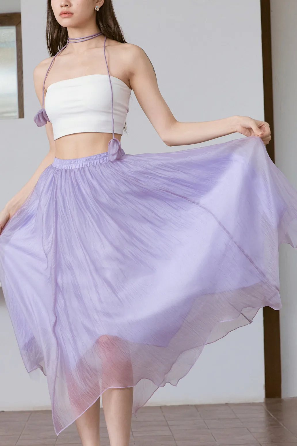 Lavender Haze Chiffon Midi Skirt