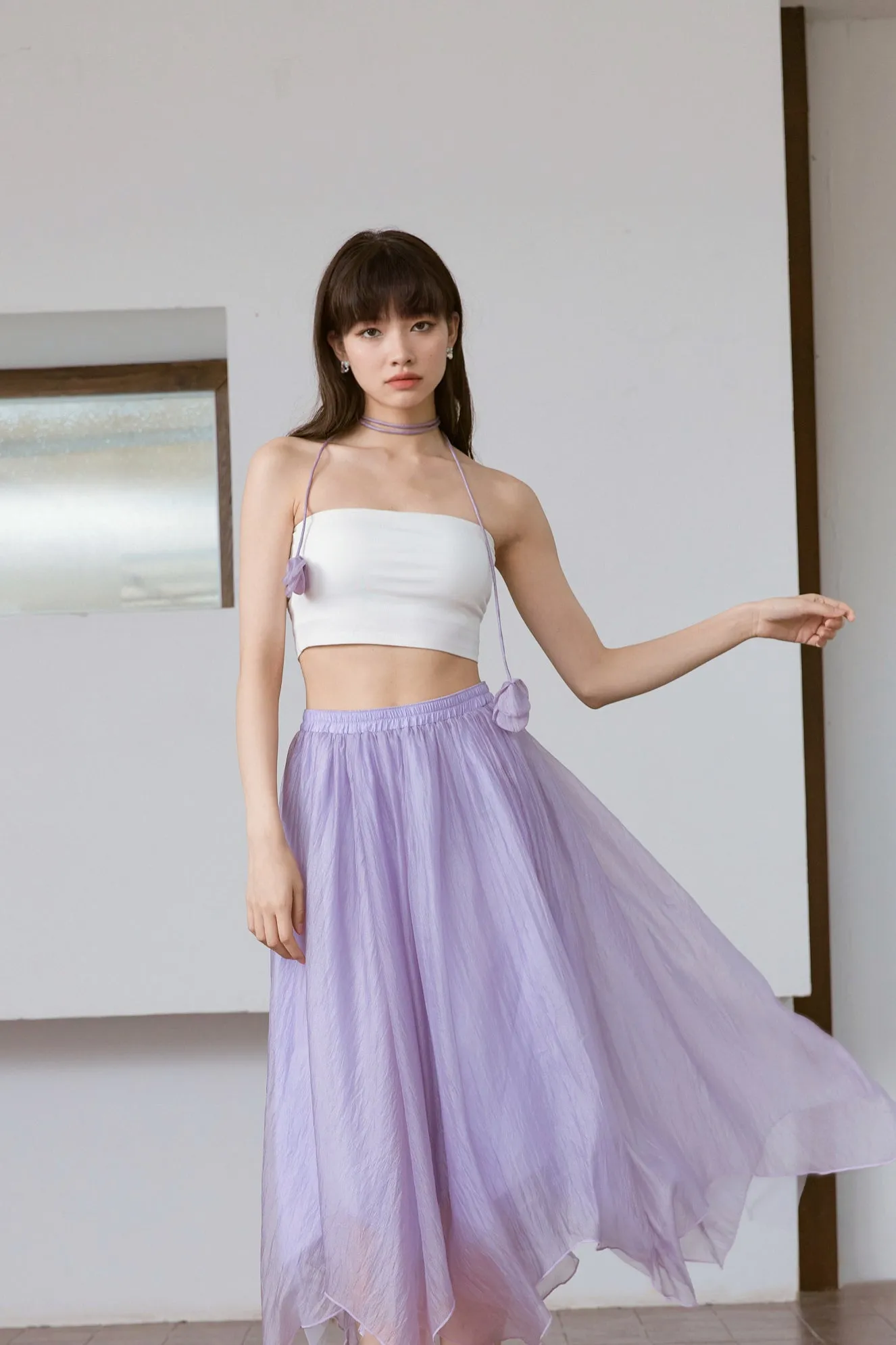 Lavender Haze Chiffon Midi Skirt