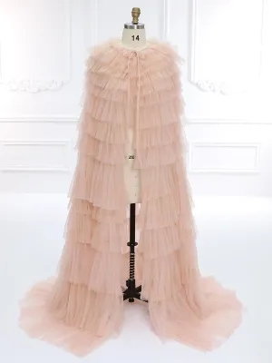 Layered Pleated Tulle Ruffle Tulle Cape Photo Shoot Costume Ruffle Dress YW231122