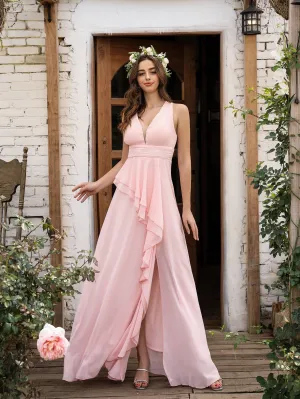 Layered Ruffle Wrap Criss Cross Chiffon A-line Dress( CLEARANCE SALE