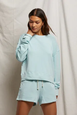 Layla French Terry Sweat Shorts-Iced Aqua