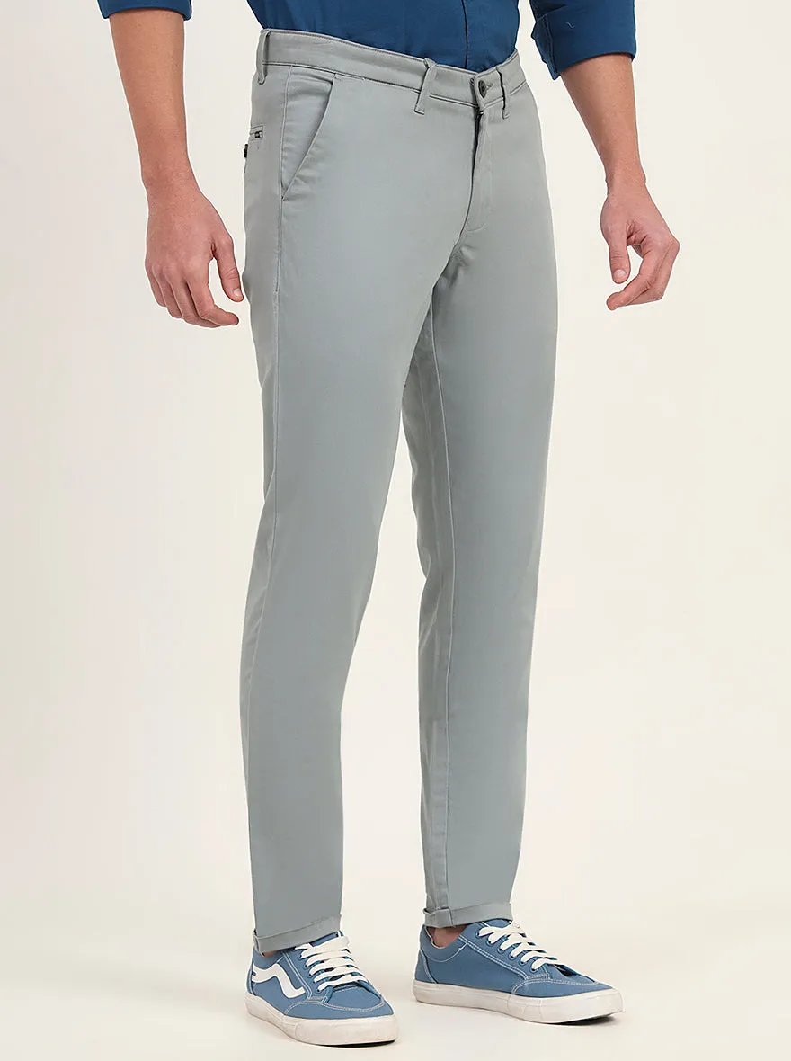 Light Green Solid Neo Fit Casual Trouser | Greenfibre