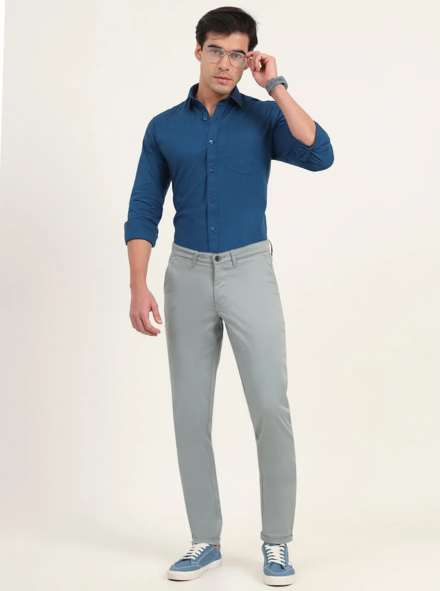 Light Green Solid Neo Fit Casual Trouser | Greenfibre
