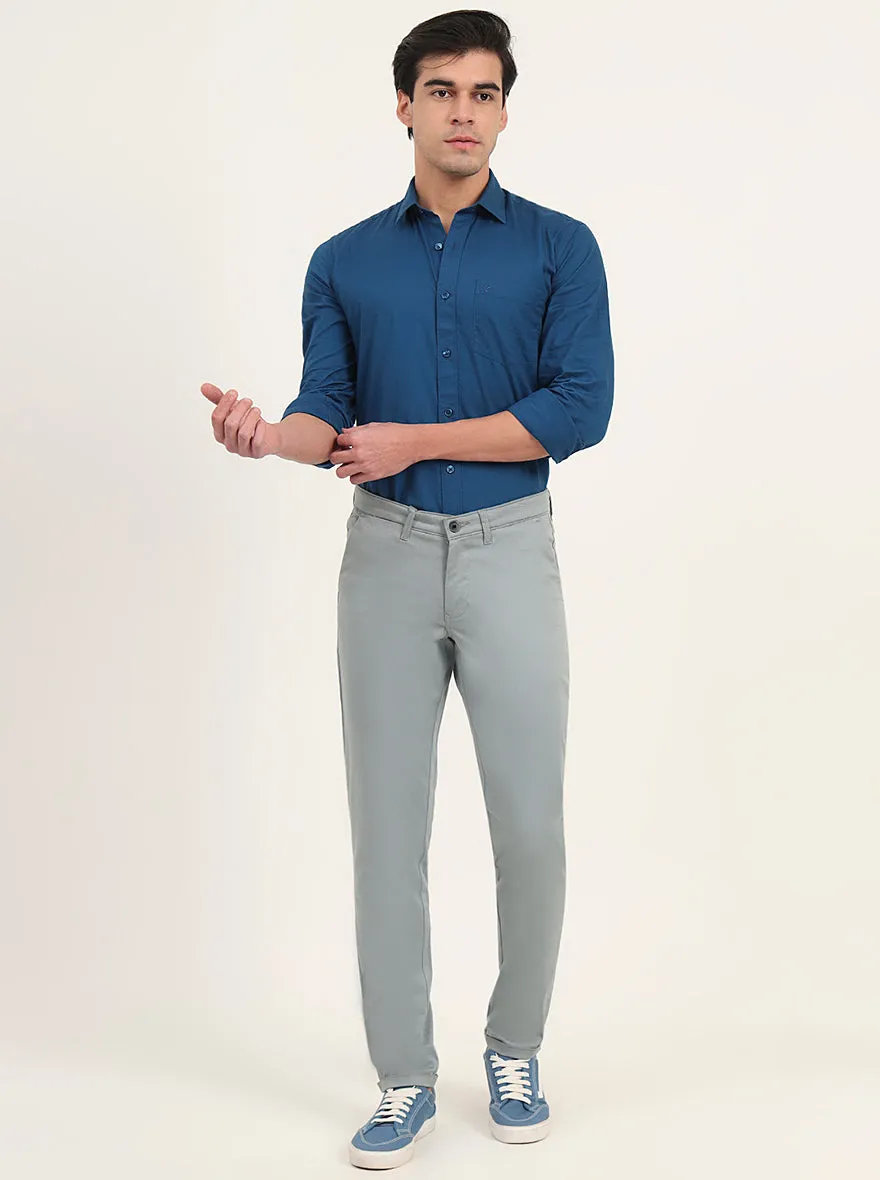 Light Green Solid Neo Fit Casual Trouser | Greenfibre