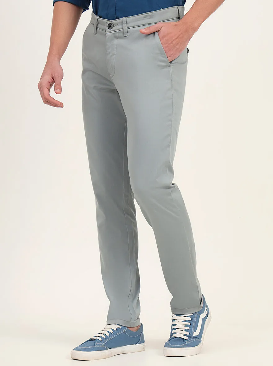 Light Green Solid Neo Fit Casual Trouser | Greenfibre