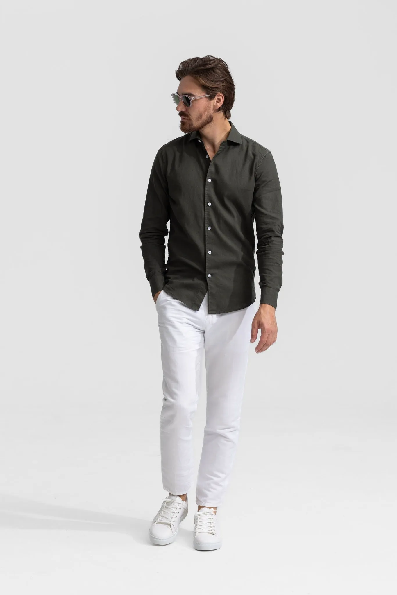 Lindo Green Linen Shirt