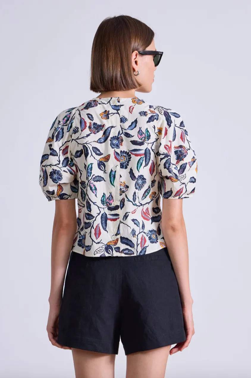 Lino Top - Garden Floral Cream