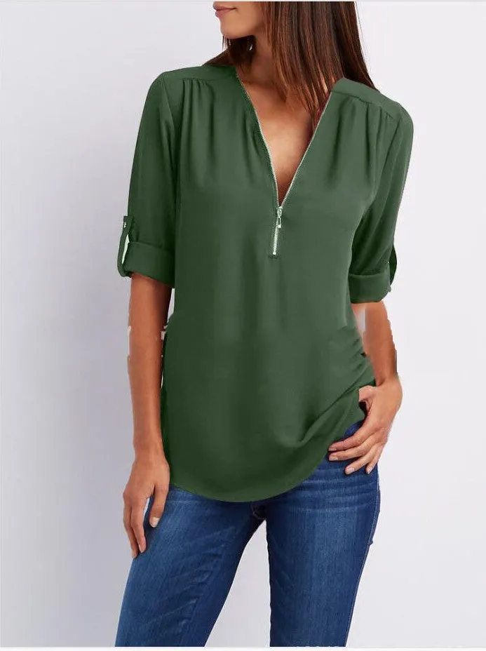 Lizzy™ - Elegant Zippered Top