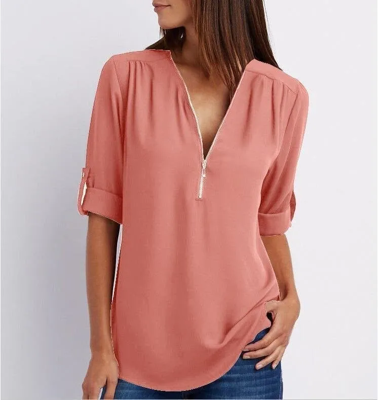 Lizzy™ - Elegant Zippered Top