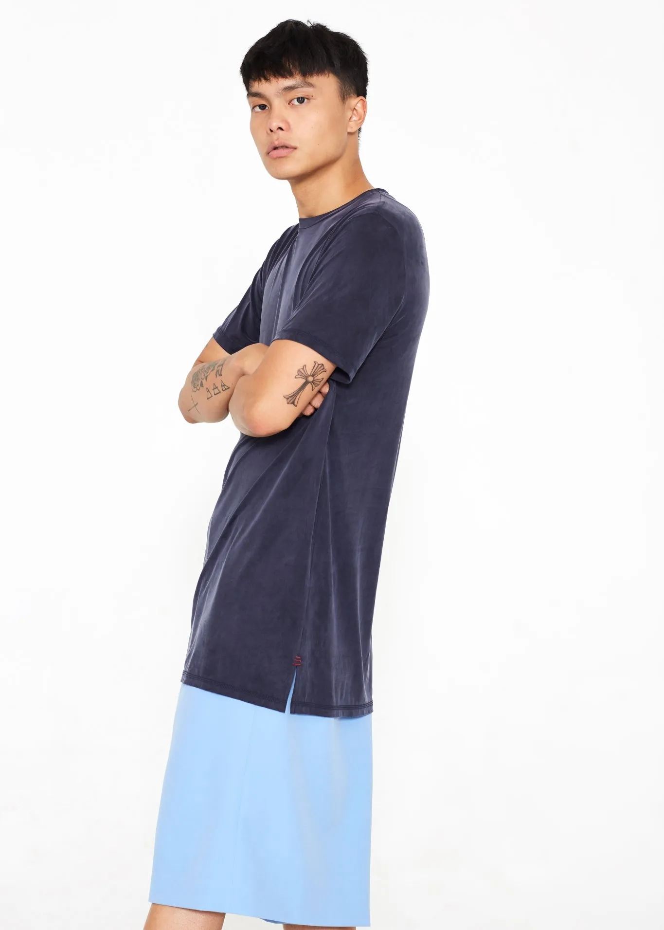 Long Blue Cupro T-shirt