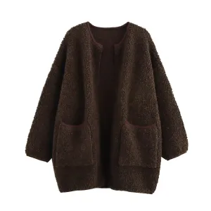 Loose Fitted Large Pocket Cardigan Sweater