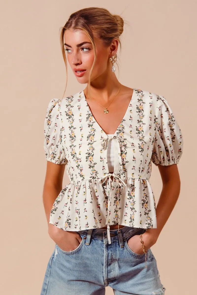 Lucca Floral Tie Front Blouse