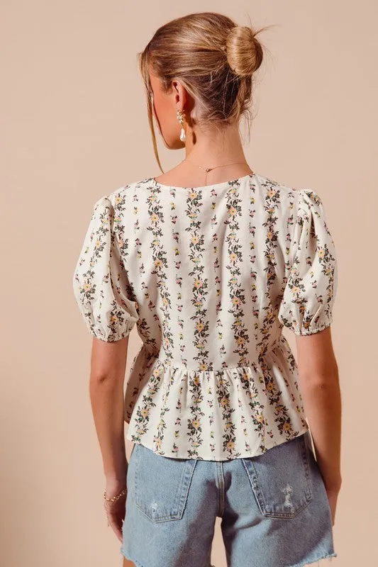 Lucca Floral Tie Front Blouse