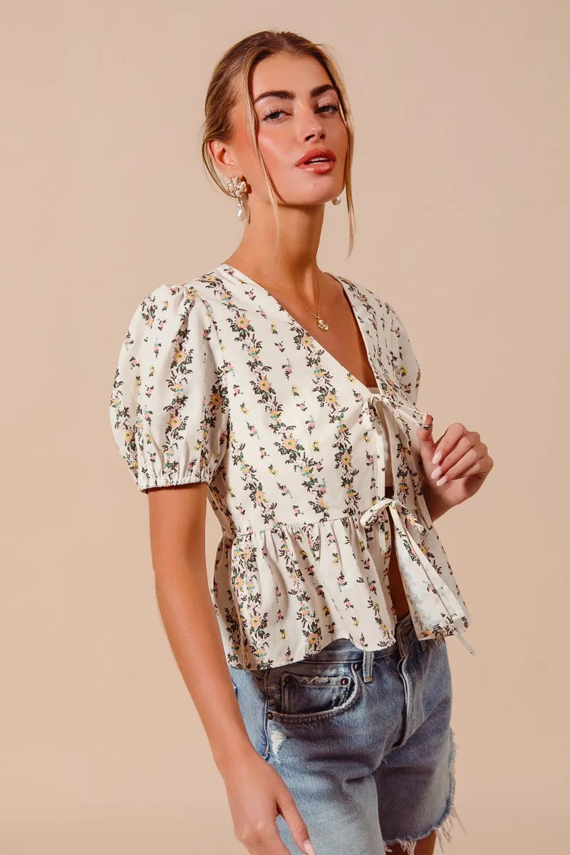 Lucca Floral Tie Front Blouse