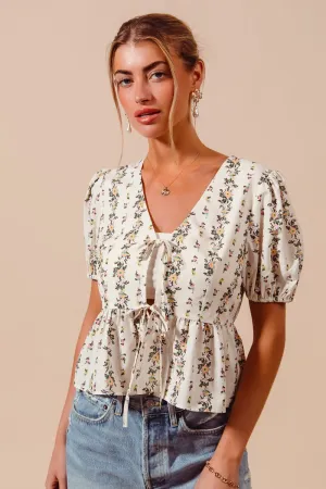 Lucca Floral Tie Front Blouse