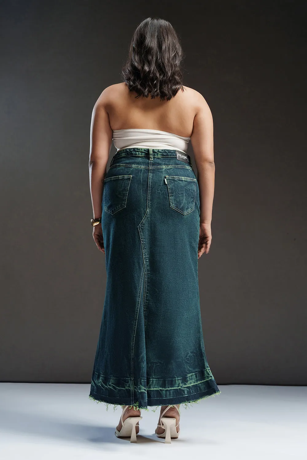 Lush Lagoon Curve Denim Mermaid Skirt