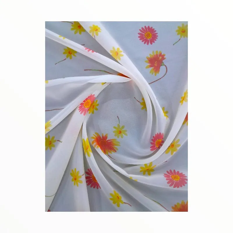 Maison Special Clearance Sunflower Print Voile 140 cm