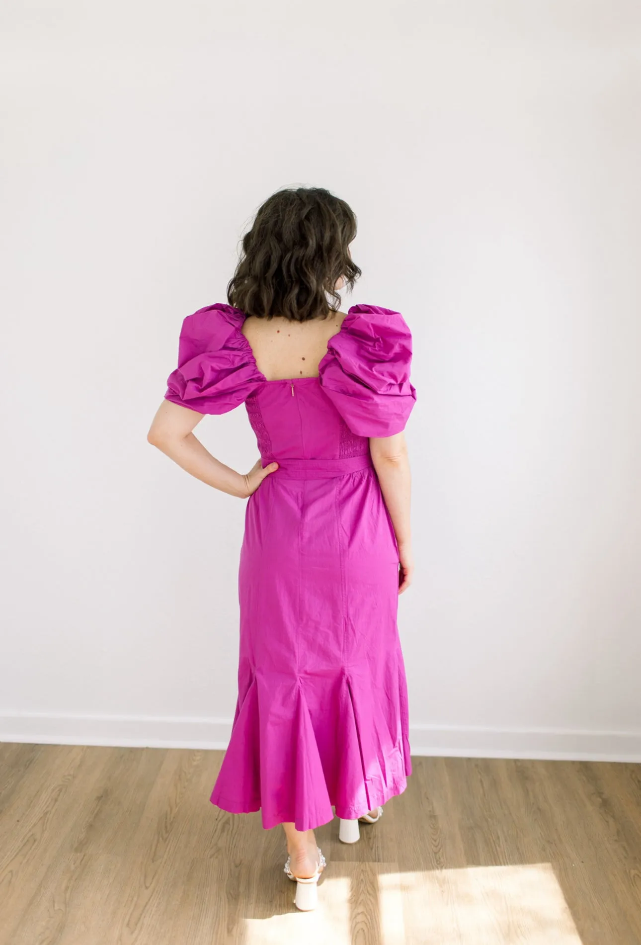 Malinda Midi Dress in Bright Pink