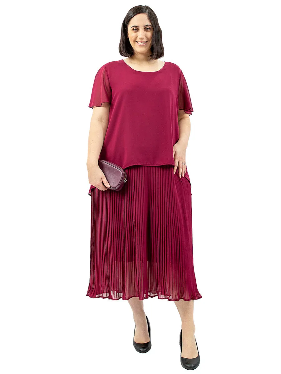 Marsala Layered Dress - Wine**