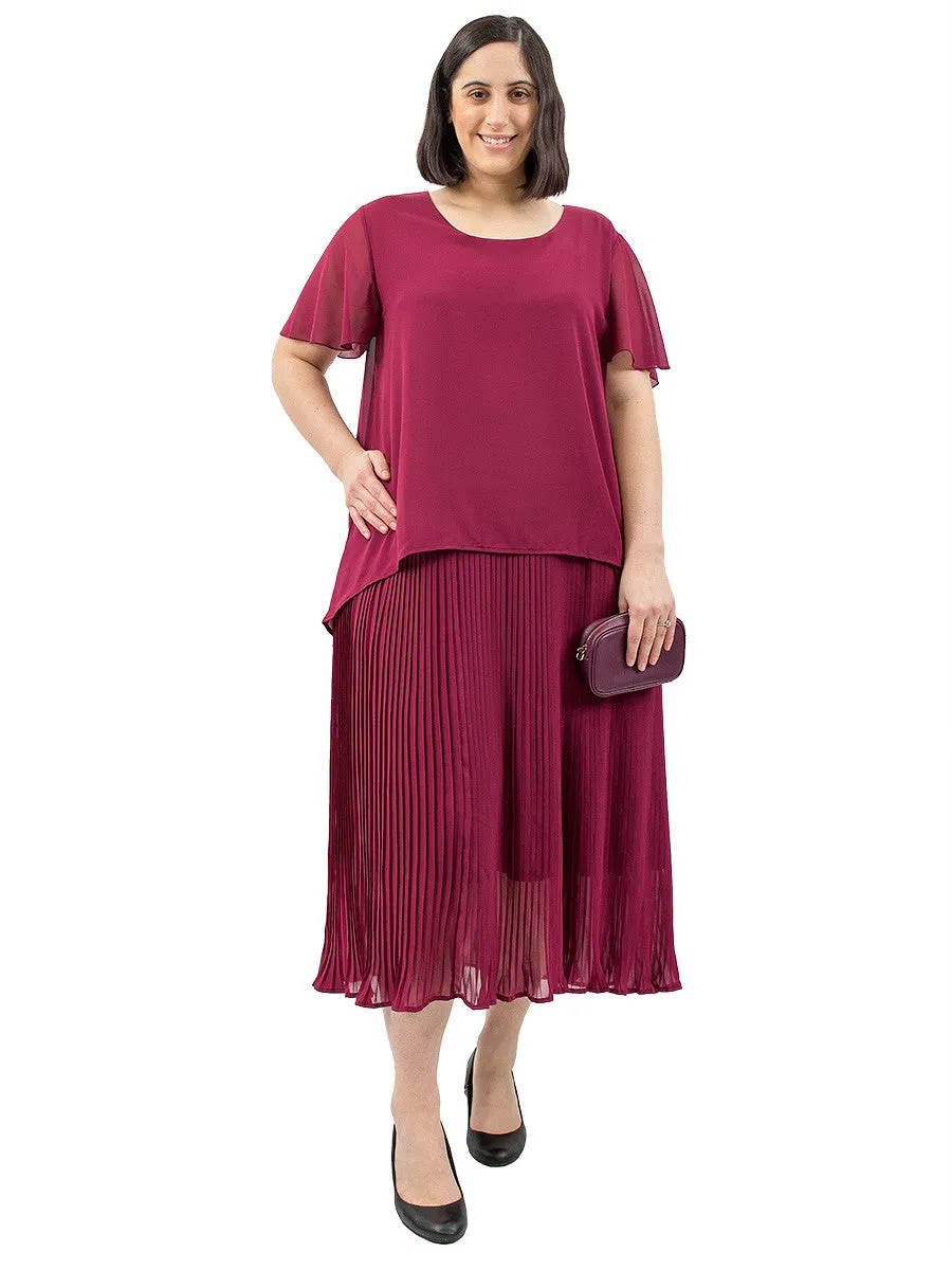 Marsala Layered Dress - Wine**