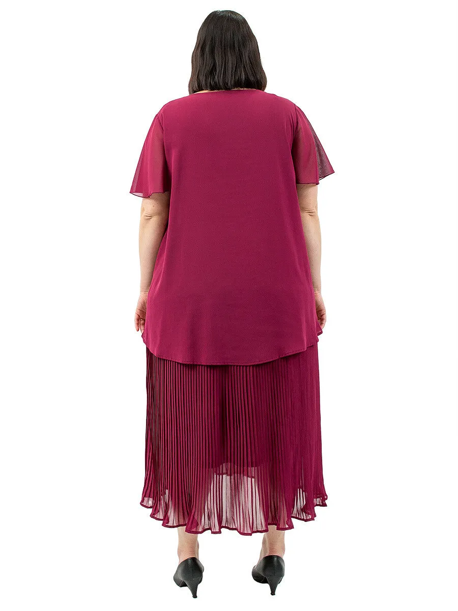 Marsala Layered Dress - Wine**