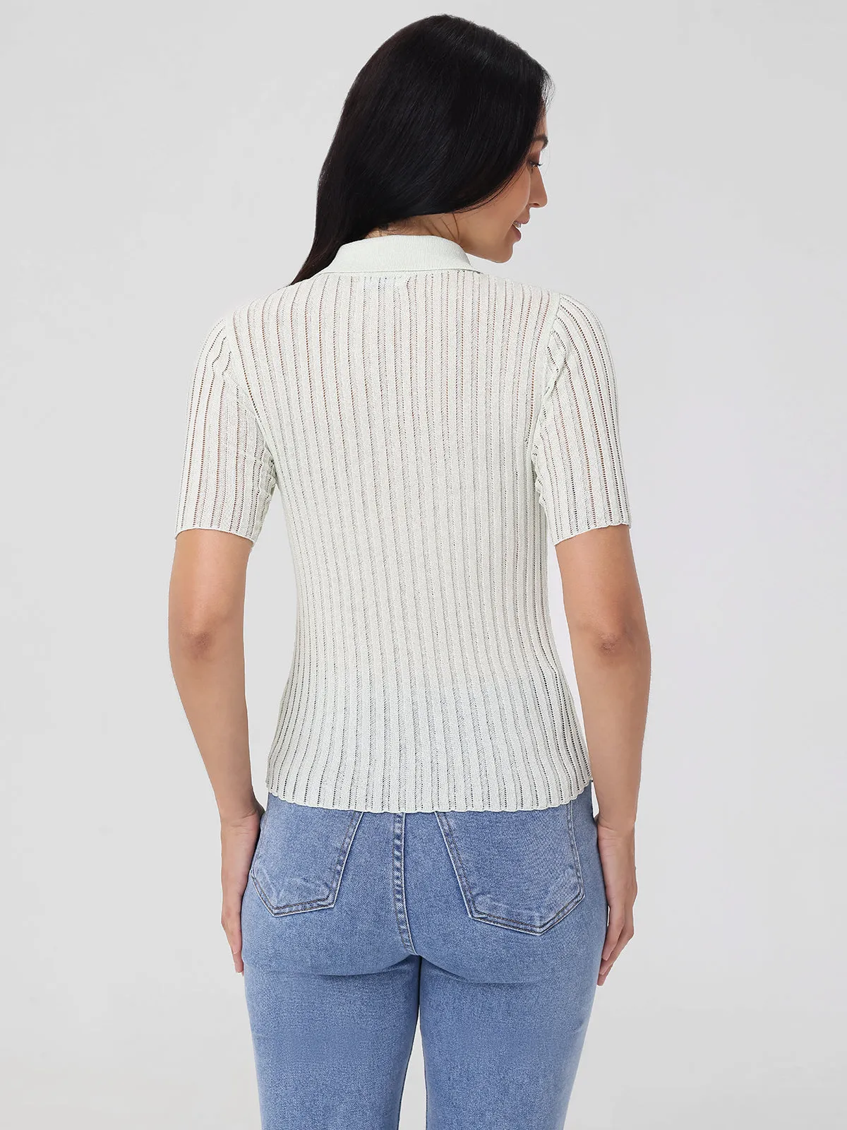 Maya: Johnny Collar Ribbed Top