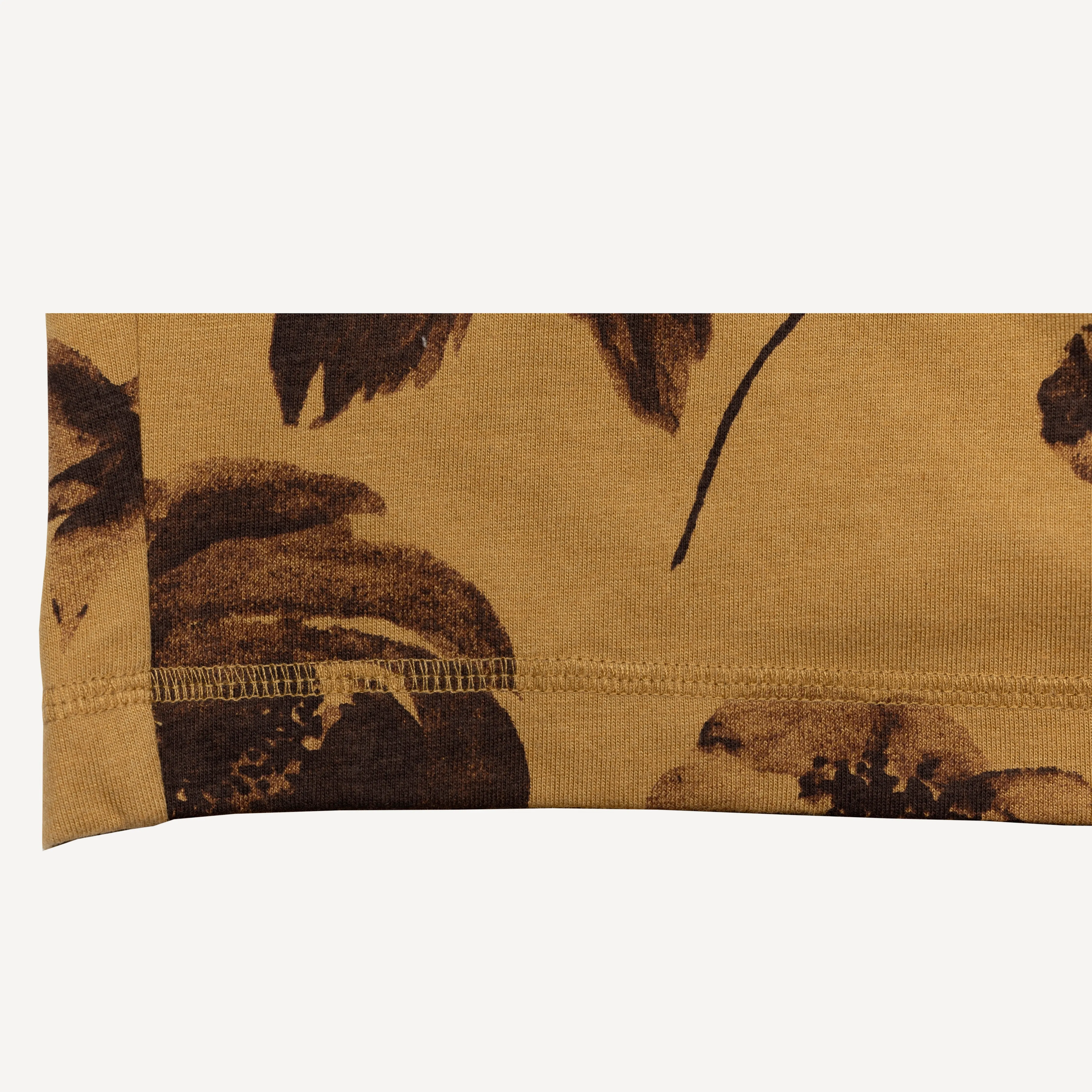 Mens Knit Camp Shirt and Short Set - Honey Mustard / Rose