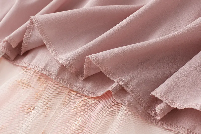 Mesh Embroidered Skirt Large Size Gauze Skirt Autumn High Waist Skirt